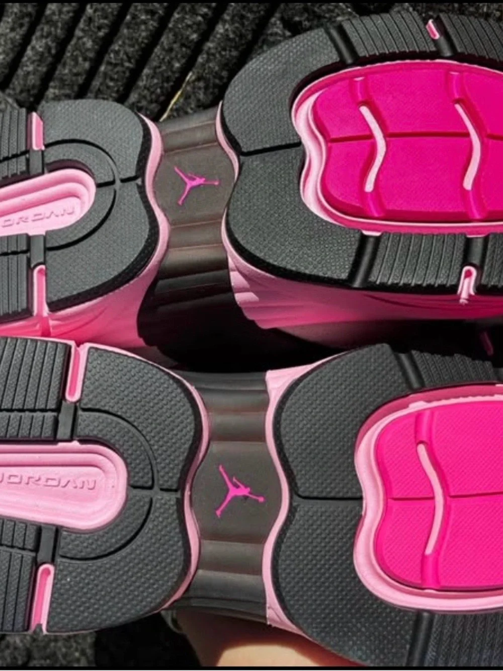Jordan Men's Pink and Gray Sneakers - Mesh & Suede